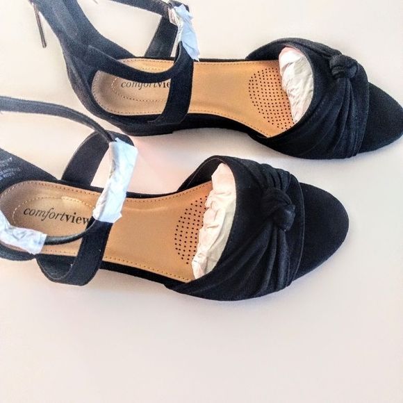 Comfortview Austen Micro Black Sandals Size 8M - Picture 4 of 8